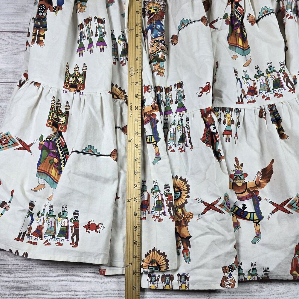 Vintage Jacquelines Sante Fe Skirt Size M Wearable Art 90s Aztec Southwestern - Picture 10 of 10
